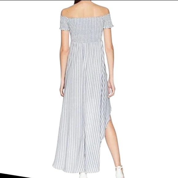 Show Me Your Mumu navy and white striped off the shoulder maxi dress. Size L - Picture 2 of 11